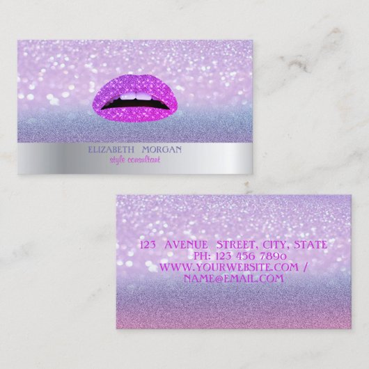 Moderner Cooler Glitzer Bokeh Ombre Lips Visitenkarte (Vorne/Hinten)