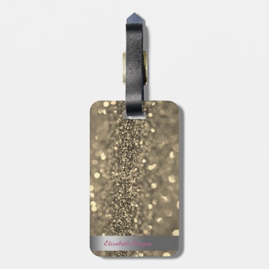 Moderner Cooler Glitzer Goldstreifen Flamingos Gepäckanhänger (Rückseite vertikal)