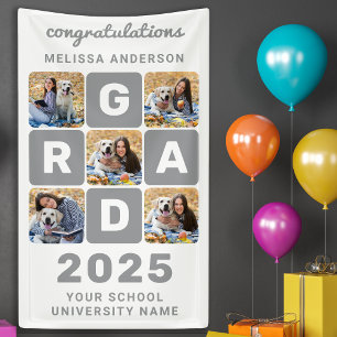 Moderner Cooler Grad Custom 5 Foto Collage Abschlu Banner