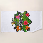 Moderner cooler Hibiskus tropischer Grün Sommer Strandtuch (Vorderseite)