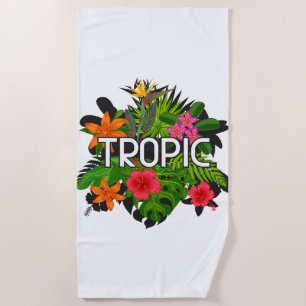 Moderner cooler Hibiskus tropischer Grün Sommer Strandtuch