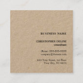 Moderner Cooler Kraft Black Monogram Consultant Quadratische Visitenkarte (Rückseite)