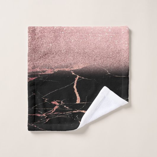 Moderner Cooler Marmorstein, Rose Gold Glitzer Badhandtuch Set (Waschlappen)