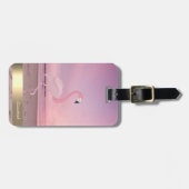 Moderner Cooler rosa Flamingo Beach Sunset Gepäckanhänger (Vorderseite horizontal)