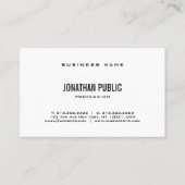 Moderner Cooler Schwarz-weißer Schlichter Luxe Visitenkarte (Rückseite)