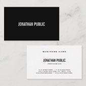Moderner Cooler Schwarz-weißer Schlichter Luxe Visitenkarte (Vorne/Hinten)