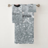 Moderner Cooler Silver Glitzer Bokeh, Imitate Lash Badhandtuch Set (Insitu)