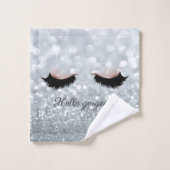 Moderner Cooler Silver Glitzer Bokeh, Imitate Lash Badhandtuch Set (Waschlappen)