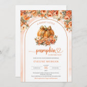 Moderner Coquette Kürbis mit Leopardenbogen-Bogenb Einladung (Vorne/Hinten)