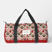 Moderner Coquette Mops Dog Muster Personalisiert K Duffle Bag (Vorderseite)