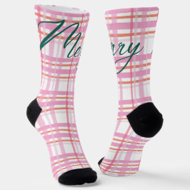 Moderner Cotten Candy Weihnachten Karierter Urlaub Socken