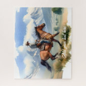Moderner Cowboy reiten bei BayHorse Puzzle (Vertikal)