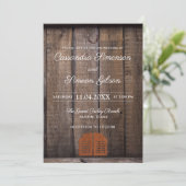 Moderner Cowboy ,Wood Rustic Wedding Day Einladung (Stehend Vorderseite)