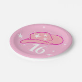 Moderner Cowgirl Western Hat Pink Sweet 16 Geburts Pappteller (Schrägansicht)