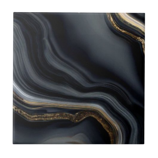 Moderner Cracked Gold schwarzer Marmor Stylist Fliese (Vorderseite)
