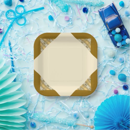 Moderner Creme- und Goldplatz Pappteller (Party)