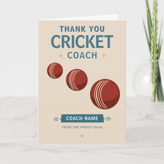 Moderner Cricket-Team-Spieler-Trainer Dankeskarte (Vorderseite)