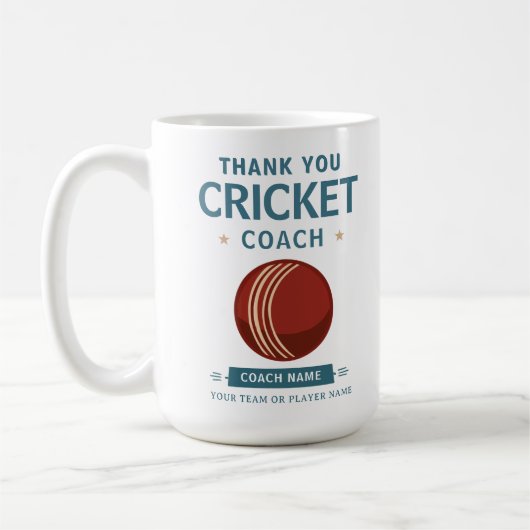 Moderner Cricket-Team-Spieler-Trainer Kaffeetasse (Links)