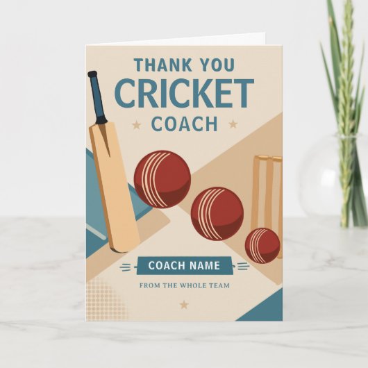 Moderner Cricket-Team-Trainer Dankeskarte (Vorderseite)