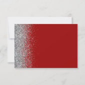 Moderner Crimson Red Silver Imitats Glitzern Edge RSVP Karte (Rückseite)