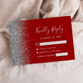 Moderner Crimson Red Silver Imitats Glitzern Edge RSVP Karte