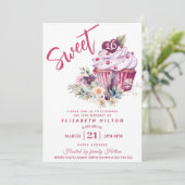 Moderner Cupcake mädchenhafte Wasserfarbe boho flo Einladung (Stehend Vorderseite)