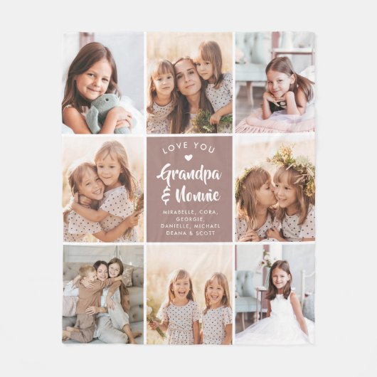 Moderner CUSTOM TEXT Opa Nonnie Foto Collage Fleecedecke (Vorderseite)