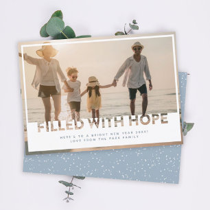 Moderner Cutout   Ausgefüllt mit Hope Foto New Yea Feiertagskarte