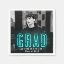 Moderner Cyan Neon Foto Abschluss Serviette