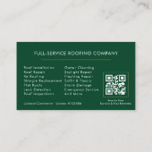 Moderner Dachdecker Grün Gold QR Code Visitenkarte (Rückseite)