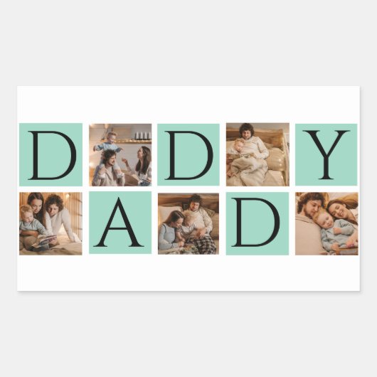 Moderner Daddy Foto Collage Sticker - Custom 5 Fot (Vorderseite)