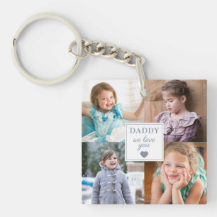 Moderner Daddy wir lieben dich 4 Fotocollage Schlüsselanhänger