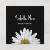 Moderner Daisy Event Planner Botanischer Schwarz-w Quadratische Visitenkarte (Vorderseite)