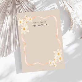Moderner Daisy Floral Brown Name Mitteilungskarte