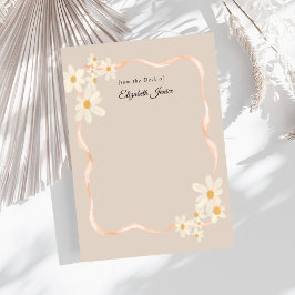 Moderner Daisy Floral Brown Name Mitteilungskarte
