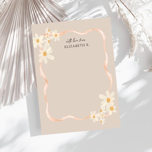 Moderner Daisy Floral Brown Name Mitteilungskarte