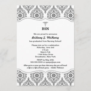 Moderner Damast BSN RN LPN des Einladung
