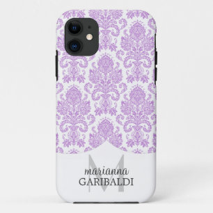 Moderner Damast-lila personalisiertes Case-Mate iPhone Hülle
