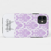 Moderner Damast-lila personalisiertes Case-Mate iPhone Hülle (Rückseite (Horizontal))