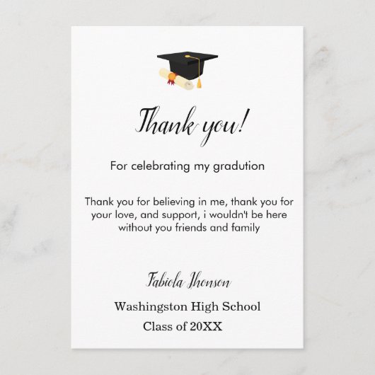 Moderner Dank Abschluss Menükarte (Vorderseite)