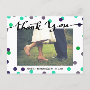 Moderner Dank an Typografie Confetti Wedding Foto Postkarte