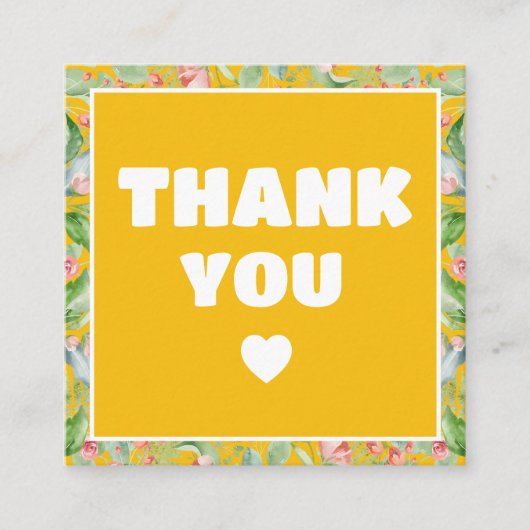 Moderner Dank bestellen Yellow Floral Qr Code Quadratische Visitenkarte (Vorderseite)