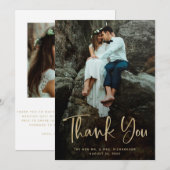 Moderner Dank | Imitats Gold Script und Hochzeiten Dankeskarte (Vorne/Hinten)