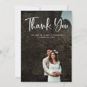 Moderner Dank   Weiße Schrift und Hochzeitsskripte Dankeskarte