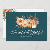 Moderner dankbarer und dankbarer Erntedank Feiertagskarte (Vorne/Hinten)