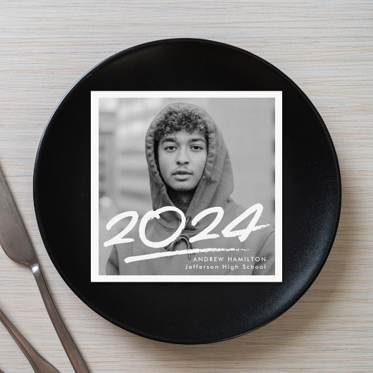 Moderner Dashed 2025 Foto Abschluss Napkins Serviette