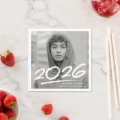 Moderner Dashed 2025 Foto Abschluss Napkins Serviette (Beispiel)