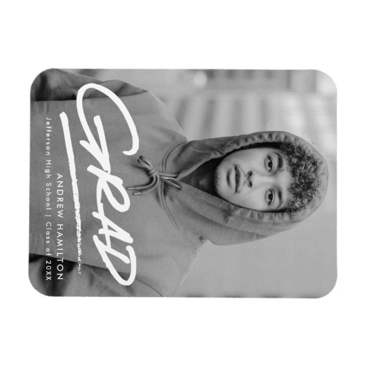 Moderner Dashed Foto Abschluss Magnet (Horizontal)