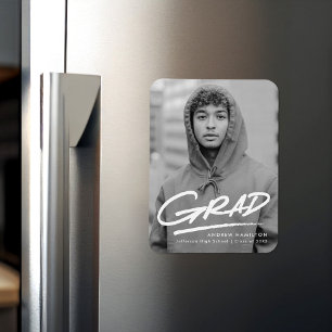 Moderner Dashed Foto Abschluss Magnet