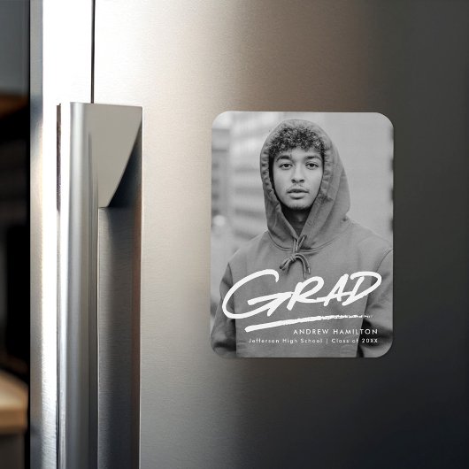 Moderner Dashed Foto Abschluss Magnet